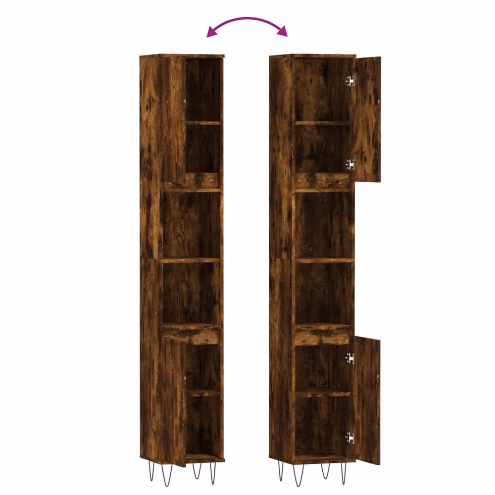 Berkfield Home Smoked Oak Bathroom Cabinet in Brown, W/D/H: 30 x 30 x 190 cm – 3