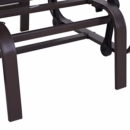 Outsunny Brown Outdoor Gliding Rocking Chair with Metal Frame for Garden or Balcony – 8