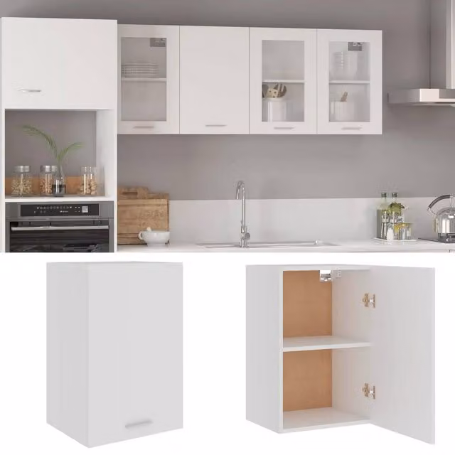 Berkfield Home White Wall Mounted Hanging Kitchen Cabinet W/D/H: 39.5 x 31 x 60 cm