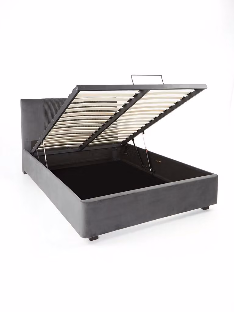 Serenity Lift Up Ottoman Fabric Bed in Grey, King Size, H 110 cm x W 180 cm x D 220 cm
