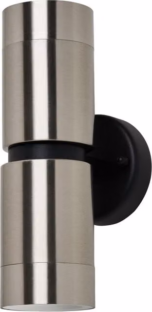 Litecraft Ansa Up and Down Outdoor Wall Light in Silver Stainless Steel