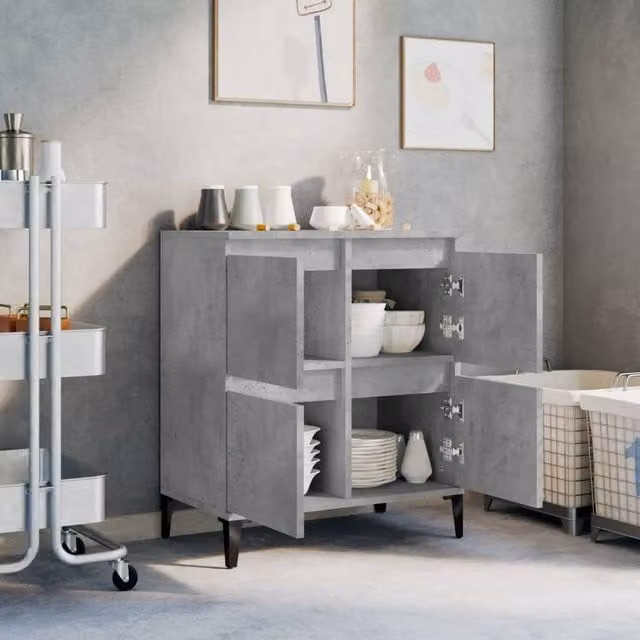 Berkfield Home Industrial Sideboard in Concrete Grey, W/D/H: 60 x 35 x 70 cm