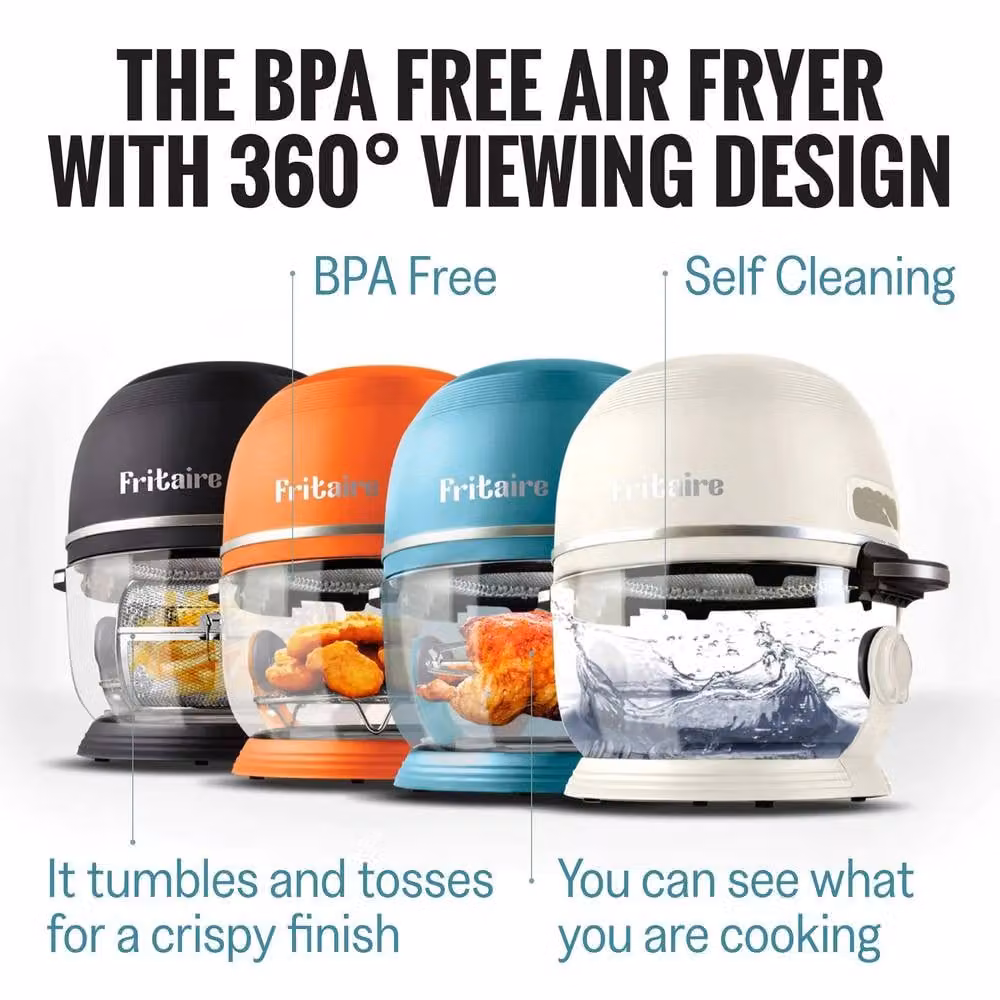 Fritaire Non-Toxic Orange Air Fryer with Rotating Glass Basket, Teflon and BPA Free – 2