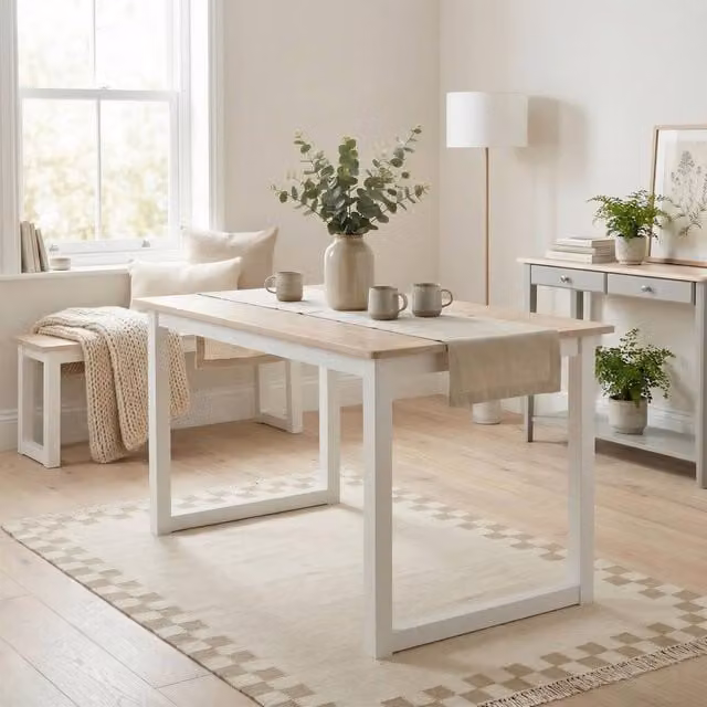 FurnitureboxUK Tobermory Rectangular 6 Seater Dining Table in White Wood