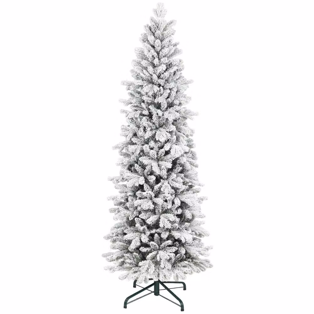 STILVORA 7ft Slim Artificial Christmas Tree with Snowy Tips in Green – 3
