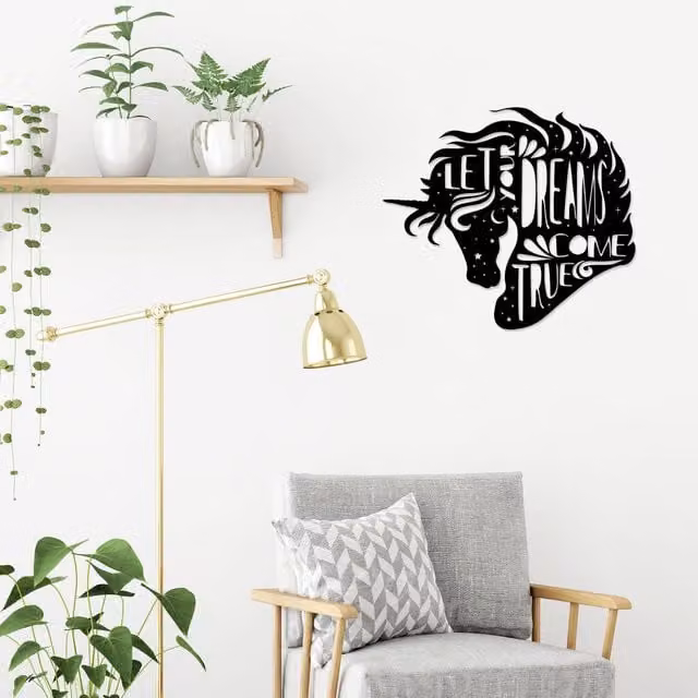 Decortie Dreams Come True Metal Wall Art Decorative Object in Black