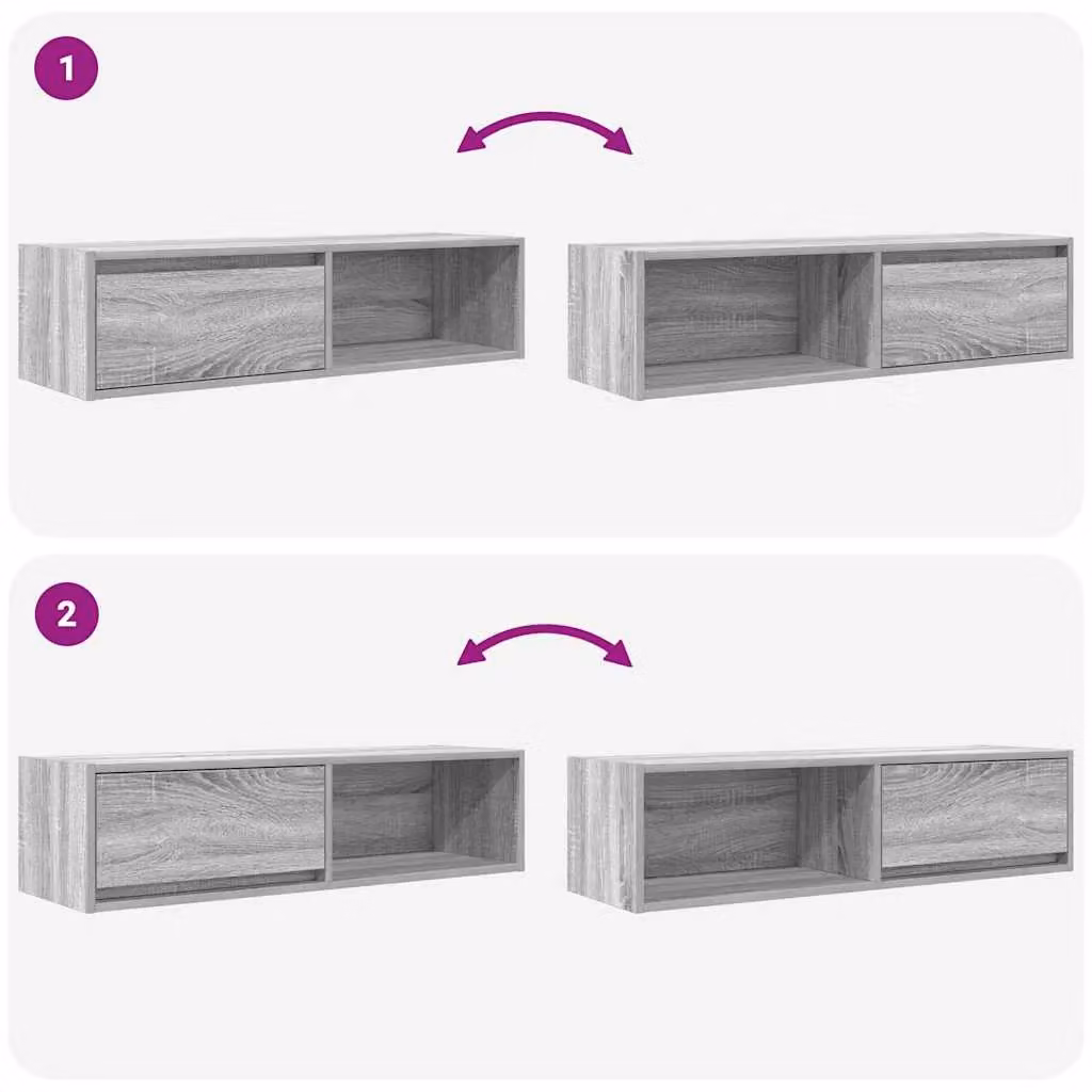 Berkfield Home Modern Grey Sonoma TV Cabinet, W: 100 cm, D: 31 cm, H: 25.5 cm – 3