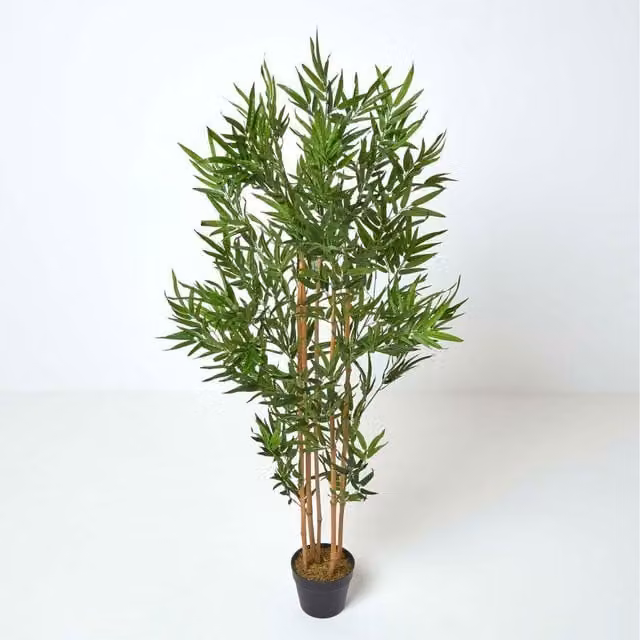 Homescapes Green 5ft Bamboo Artificial Tree with Black Pot, Height: 155 cm