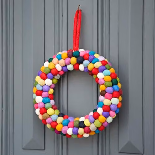 Paper High Multicoloured Hanging Christmas Wreath – 1