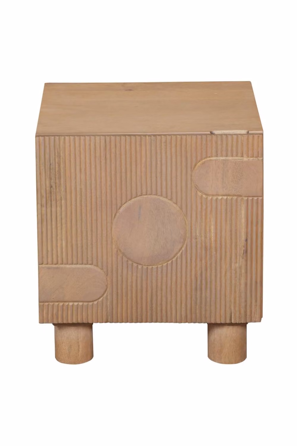 IH Design Yealmpton Fluted Mango Wood Bedside Table in Brown – 2