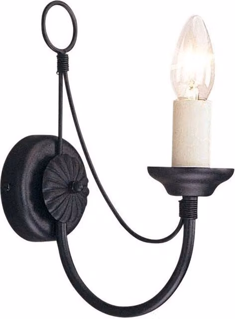 Netlighting Carisbrooke 1 Light Indoor Candle Wall Light in Black with E14 Fitting