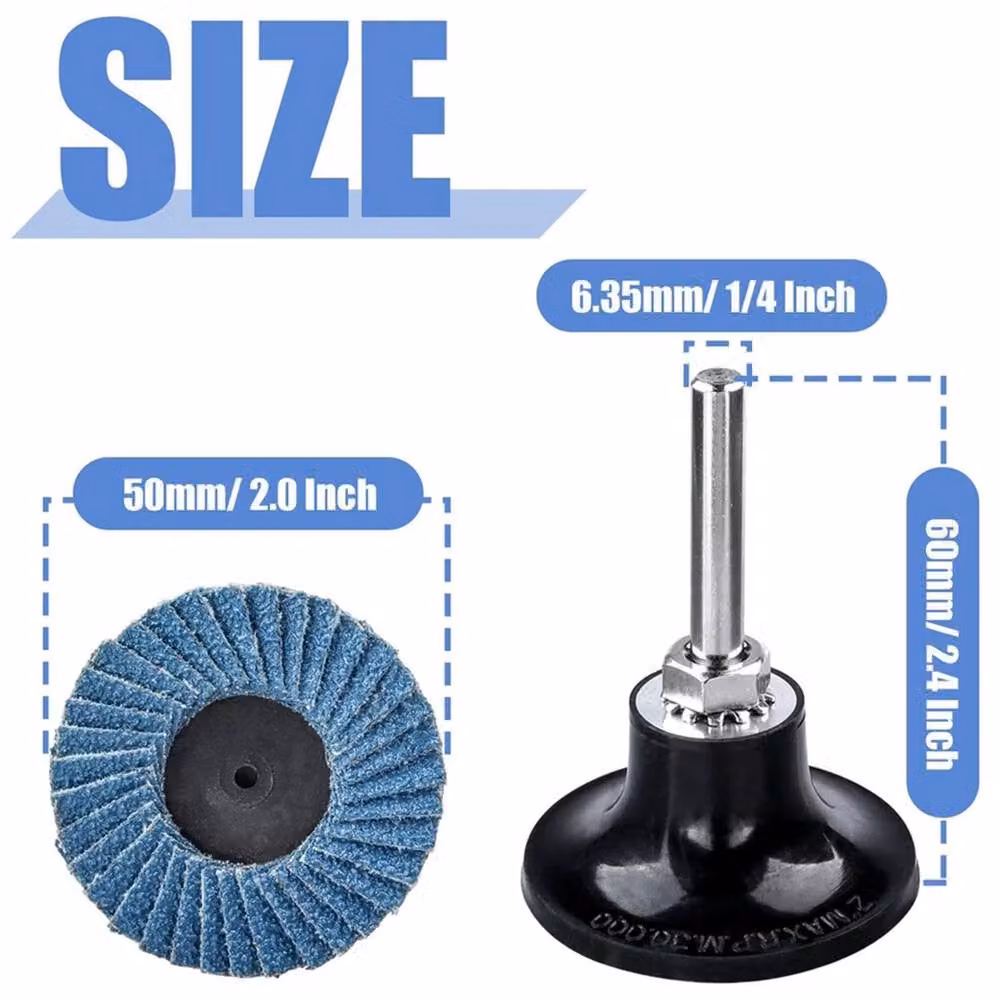 VOGREX 15-Piece Blue Roll Lock Flap Disc Set for Angle Grinders, 50 mm Diameter – 2