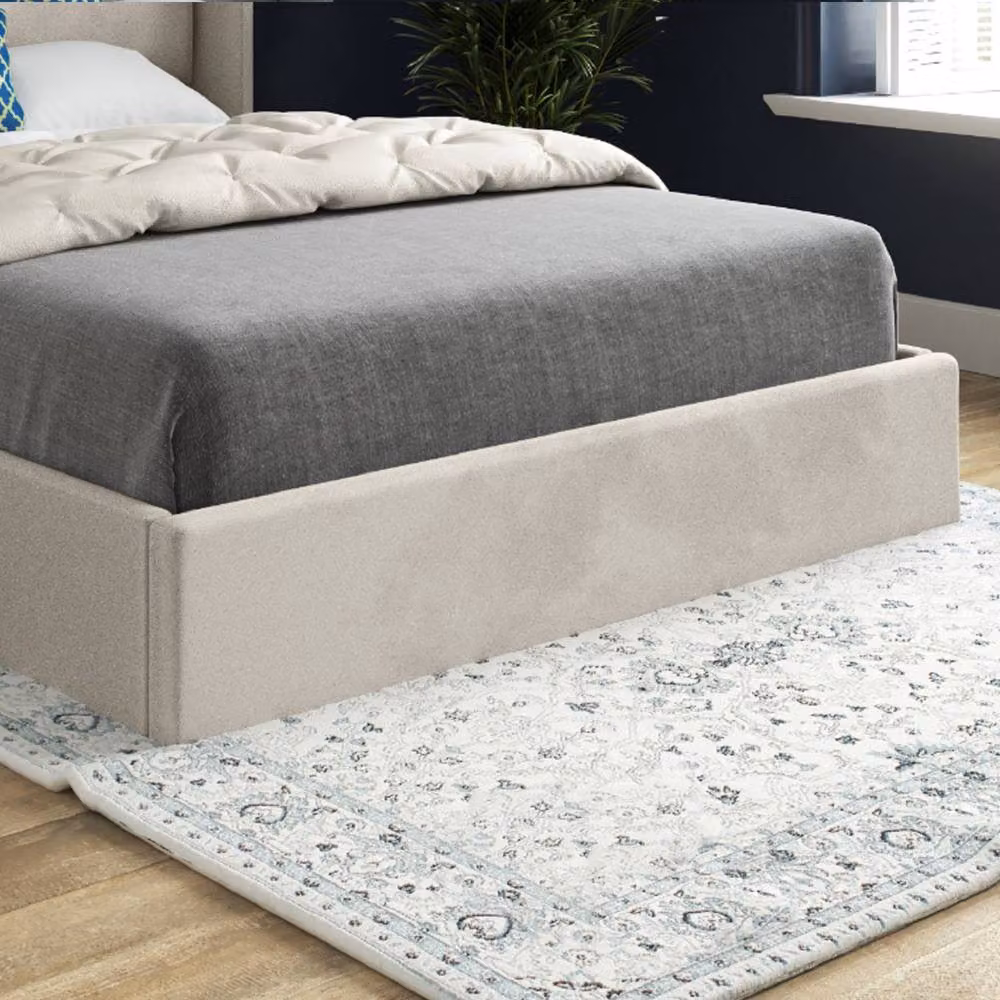 Casani Ramsey Upholstered Velvet Designer Bed Frame in Beige, W/D/H: 180 x 137 x 159 cm – 5