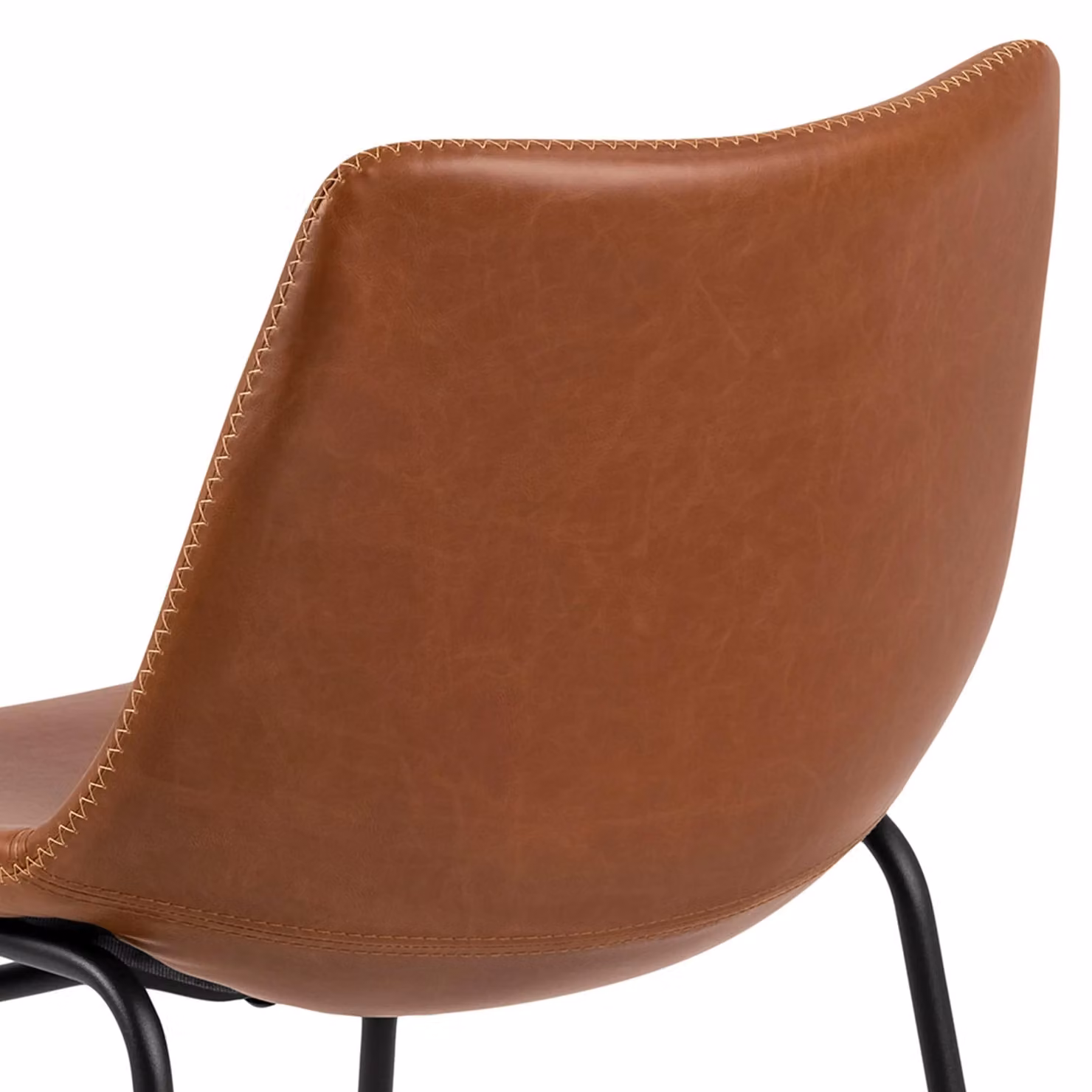 Furniture To Go Oregon Dining Chair in Brown PU Leather with Cream Stitching and Cantilever Metal Base – 5