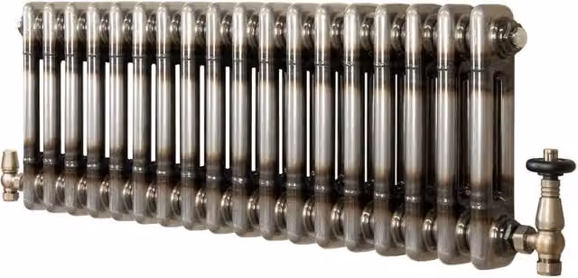 Monstershop Traditional 2 Column Steel Radiator and Valves, Silver, W: 30.0 cm, H: 83.0 cm, D: 30.0 cm – 1