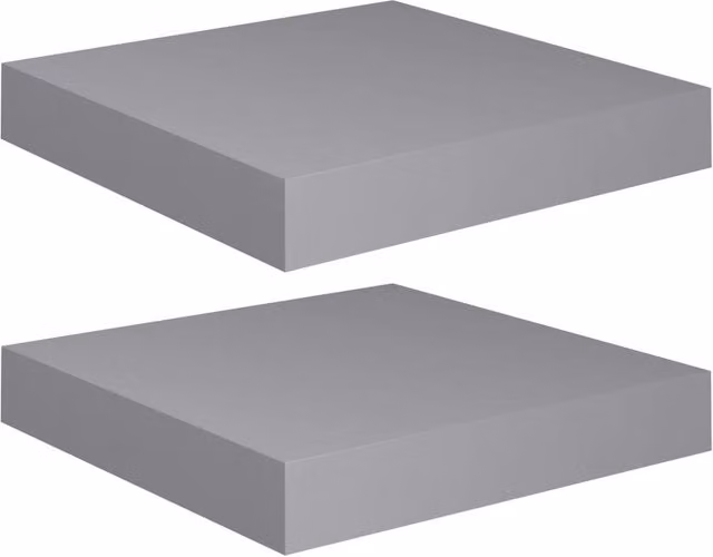 Berkfield Home Floating Wall Shelves, 2 Piece, Grey, W/D/H: 23 x 23.5 x 3.8 cm – 1