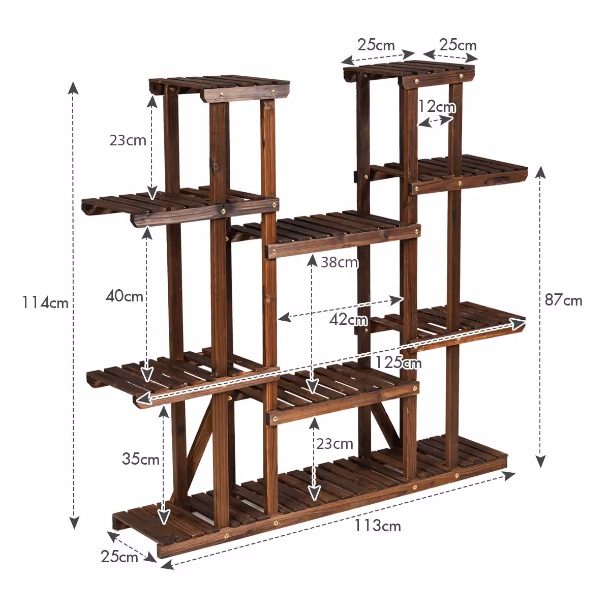 Costway 9 Tier Wood Plant Stand and Flower Display Rack in Natural Brown – 6