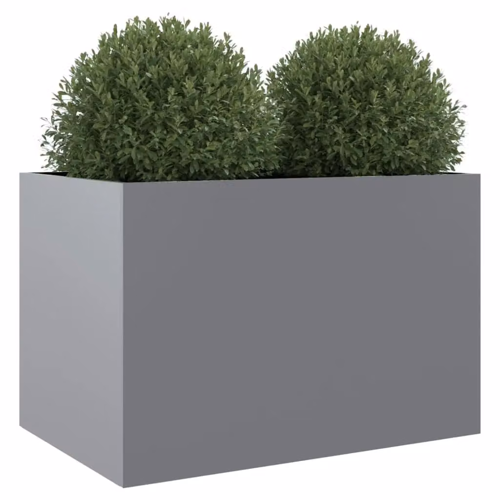 Berkfield Home Silver Galvanised Steel Planter Tub W: 62 cm, D: 40 cm, H: 39 cm – 3