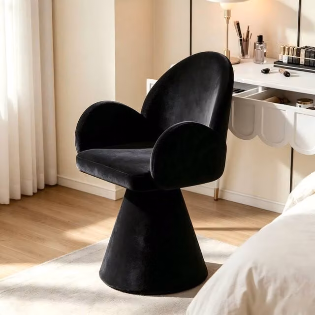 Rolipo Luxury Black Rotating Vanity Stool for Bedroom Dressing Tables – 1