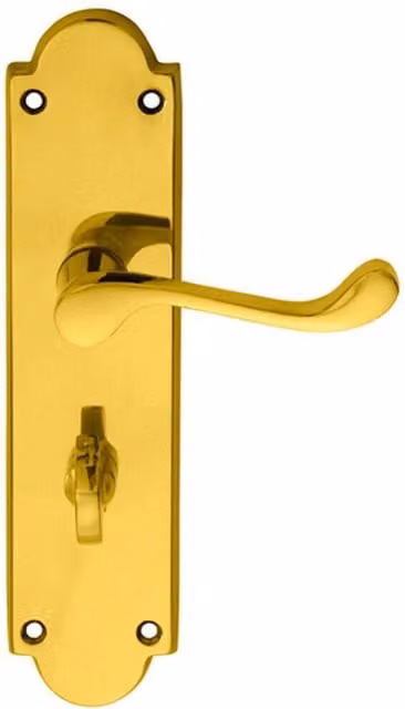 Loops Pair of Victorian Scroll Bathroom Backplate Handles in Polished Brass, 20.5 x 4.9 cm