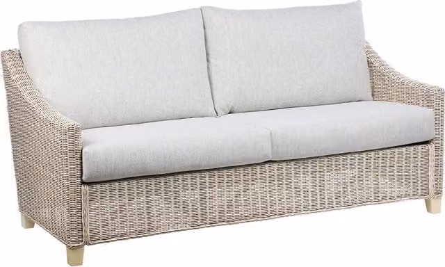 Desser Dijon 3 Seater Rattan Conservatory Sofa in Pebble Grey with Upholstered Cushions