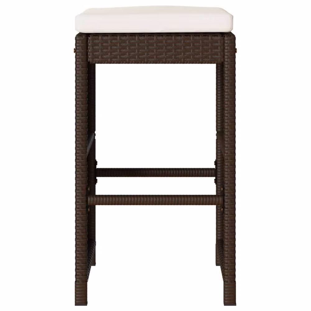 Berkfield Home Modern Garden Bar Stools with Cushions, Set of 2, Brown Poly Rattan and Steel – 4