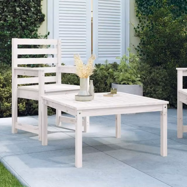 Berkfield Home Rustic White Solid Wood Pine Garden Table W/D/H: 82.5 x 82.5 x 45 cm – 1
