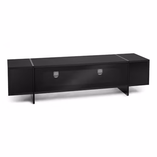 AVF Edge Modern Rectangular TV Stand Unit in Black with Wood Effect Top and Glass Doors, W/D/H: 160.0 x 39.6 x 38.0 cm – 2
