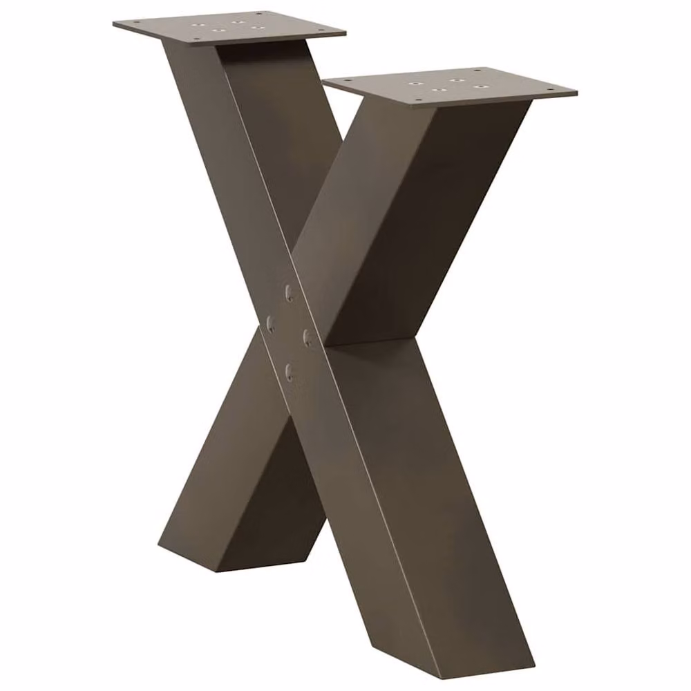 Berkfield Home X-Shaped Coffee Table Legs, 2 Pieces, Brown Steel, H: 60 cm, W: 42.5 cm, D: 42.5 cm – 2