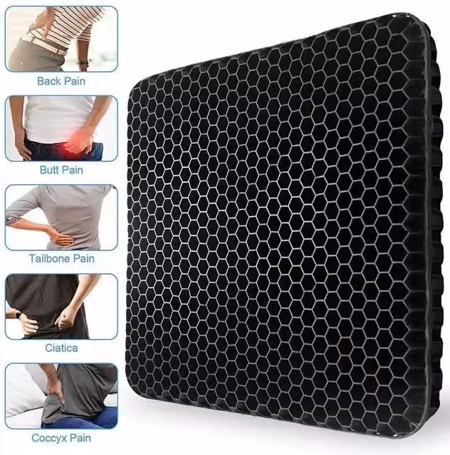 Kelvenix Large Ergonomic Gel Honeycomb Seat Comfort Cushion in Black, W: 100 cm x L: 190 cm – 1
