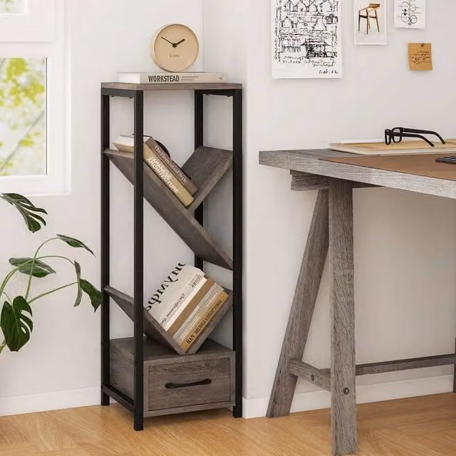 KORVIXA 4 Tier Floor Standing Metal Storage Organizer in Grey – 1