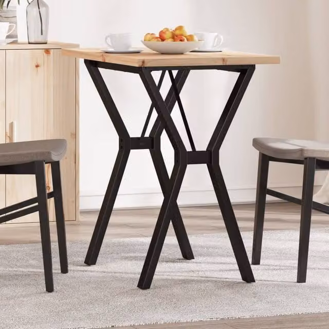 Berkfield Home Rustic Y-Frame Dining Table in Brown Solid Pine and Steel, W: 80 cm, D: 50 cm, H: 75.5 cm – 1