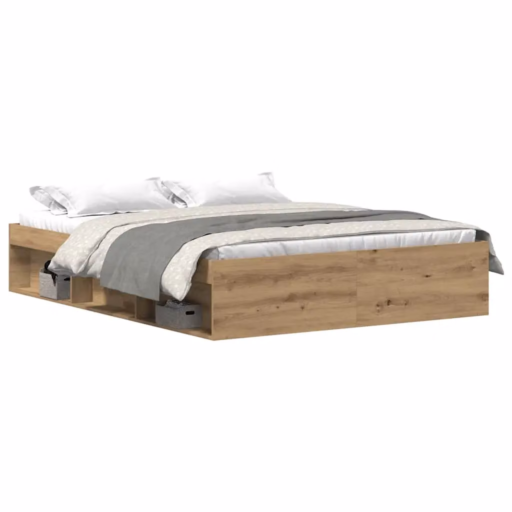Berkfield Home Artisan Oak Bed Frame in Brown, W/D/H: 150 x 200 cm – 2
