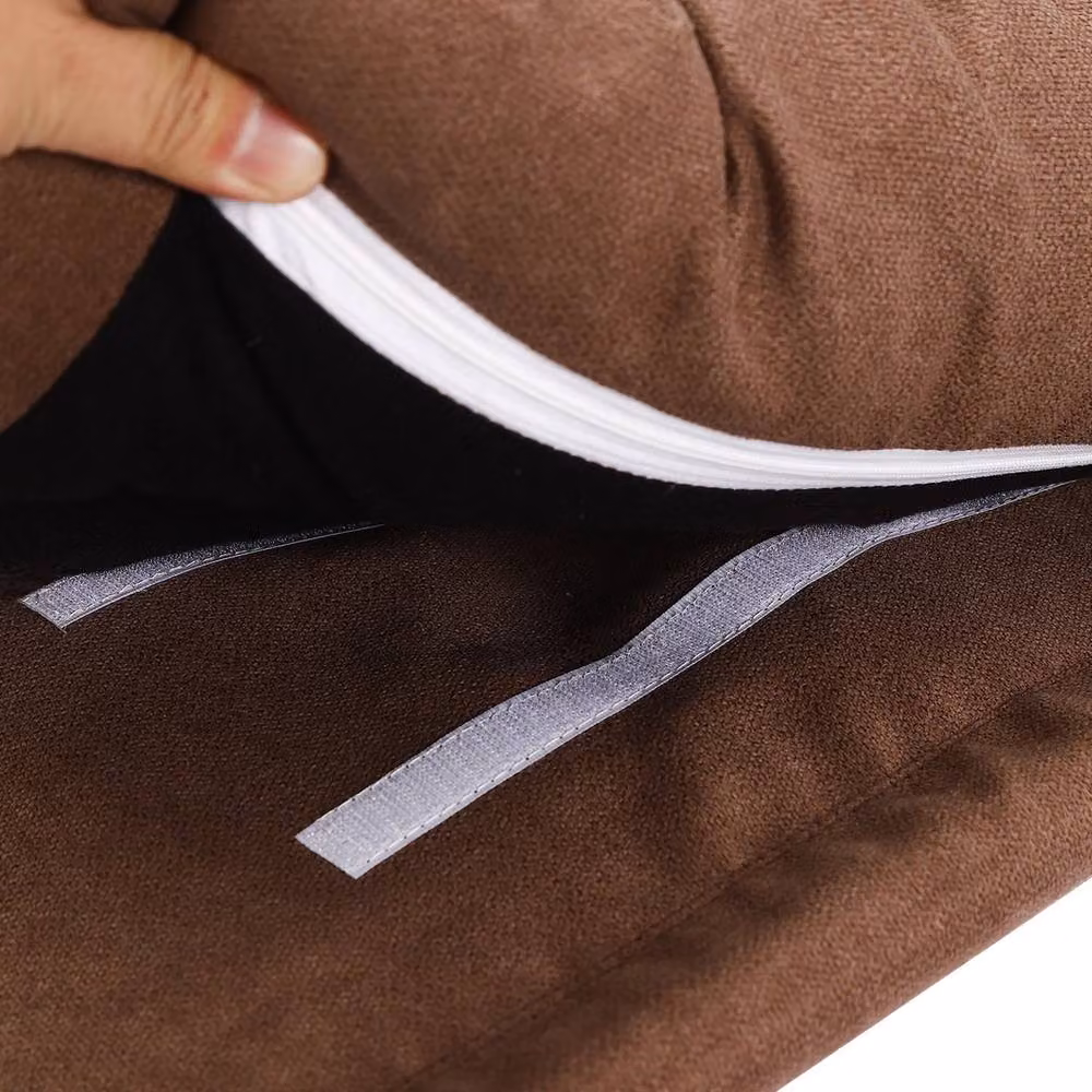 Havendro Bamboo Footstool with Brown Fabric Cushion and Removable Cover – 4