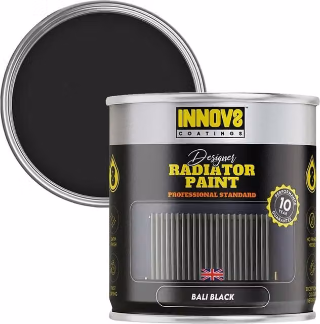 Innov8 Coatings Designer Radiator Paint, Black, Satin Finish, 0.75 l