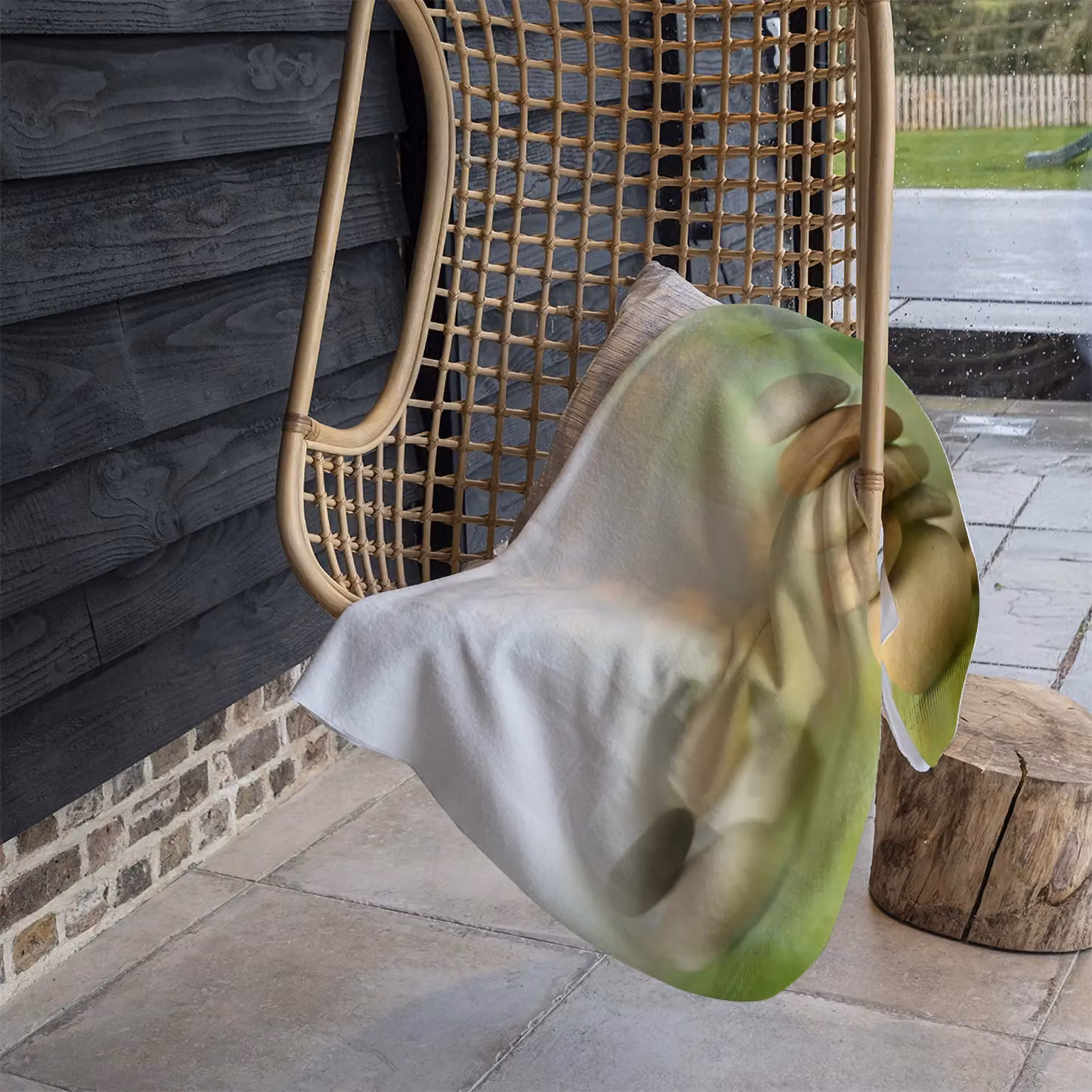 Benjamin Tate Design Rock Garden Fleece Blanket in Green, Beige and Multicolour, W/D/H: 120 x 150 cm – 4