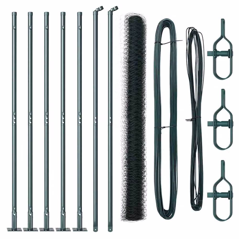 Berkfield Home Hexagon Steel Fence in Green, 4 x 10 m – 3