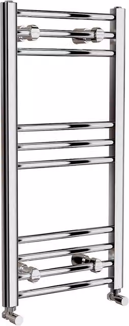 VOGREX Silver Steel Straight Heated Towel Rail, W: 80 cm, D: 40 cm, H: 40 cm