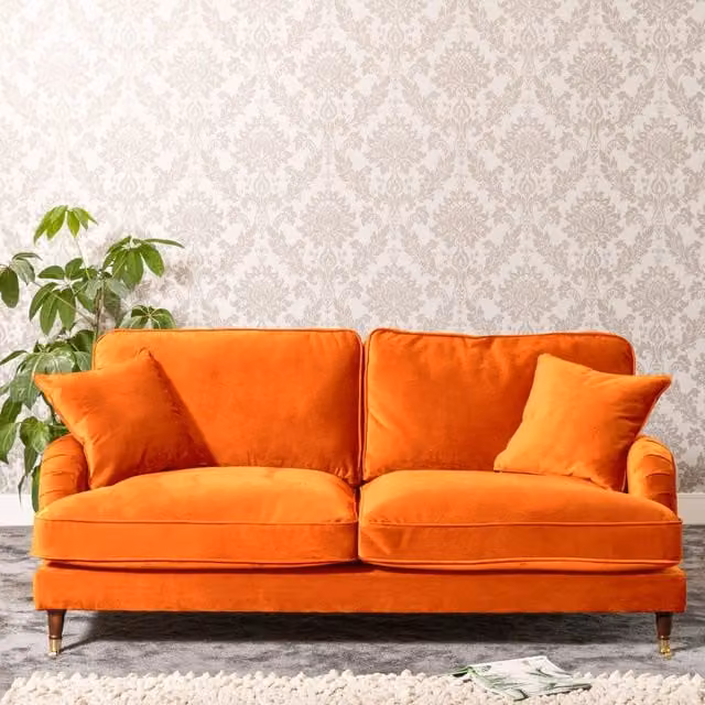 Artemis Home Mackenzie 3 Seat Velvet Sofa in Orange – 1