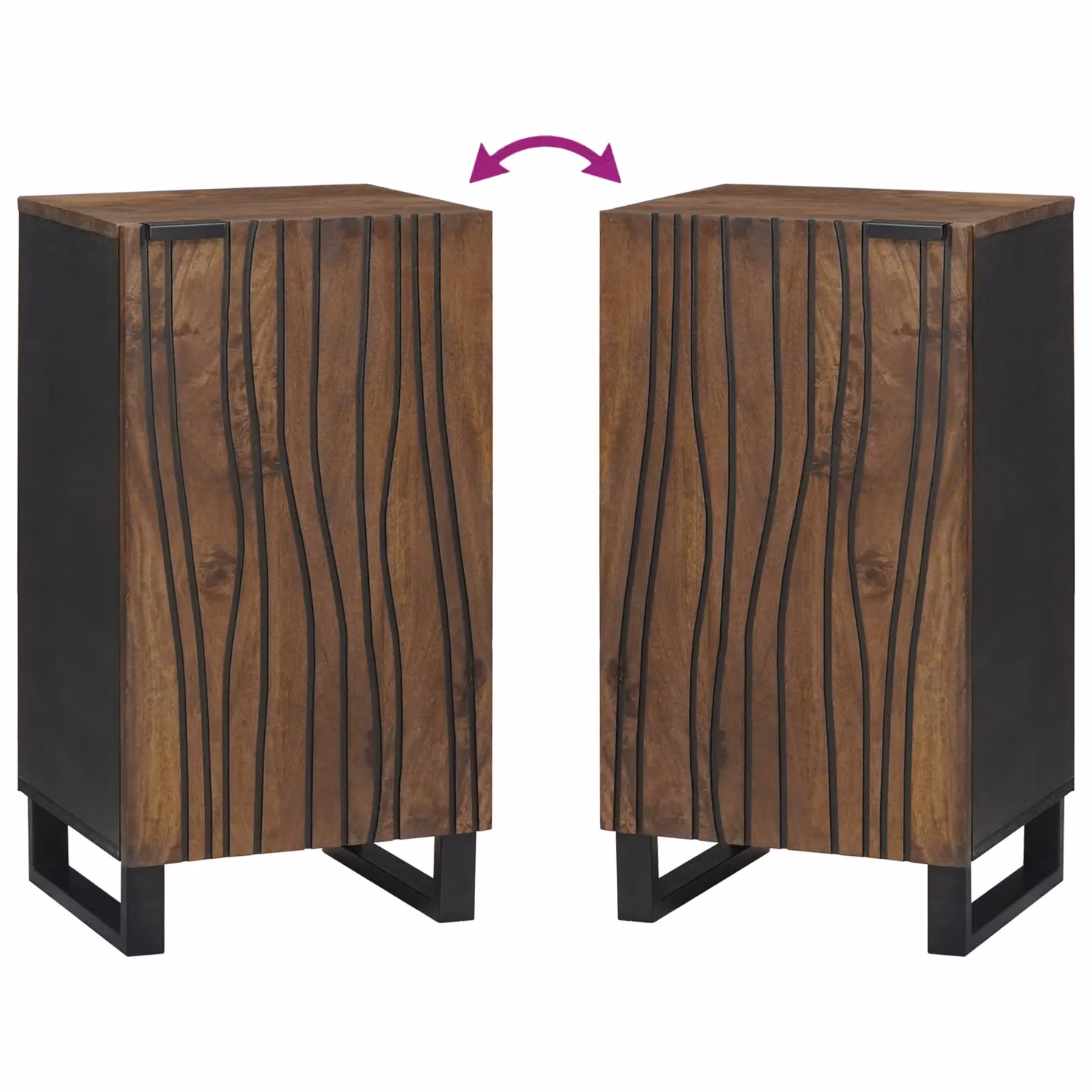 Berkfield Home Modern Sideboard in Brown Solid Mango Wood, W/D/H: 40 x 33.5 x 75 cm – 5