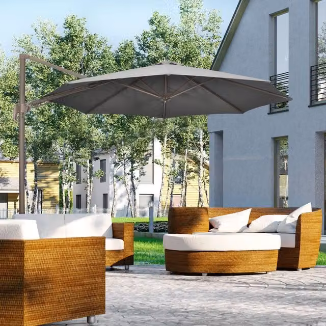 Outsunny Cantilever Garden Sun Umbrella in Dark Grey, W: 300 cm, D: 250 cm