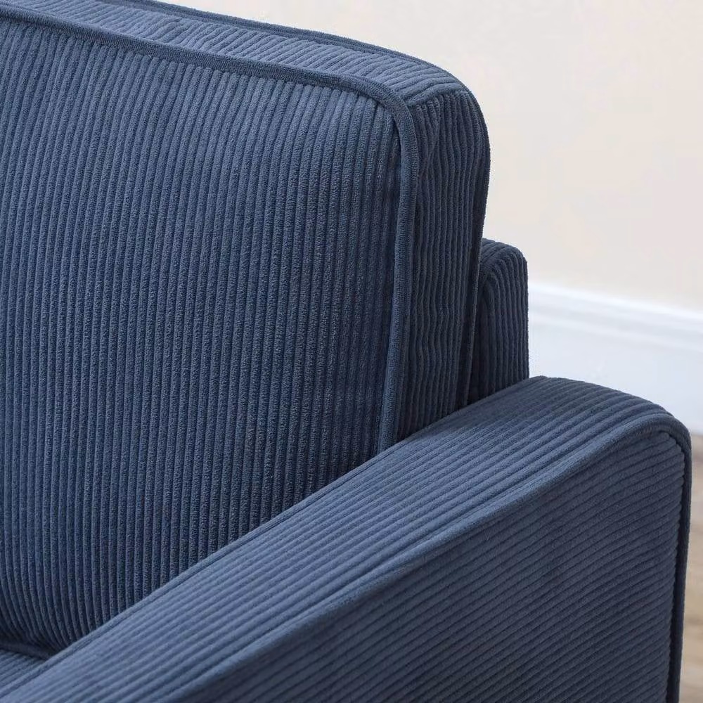 FORGEVIO Compact 2 Seater Upholstered Sofa in Blue with Under Seat Storage, W/D/H: 117 x 79 x 63 cm – 4