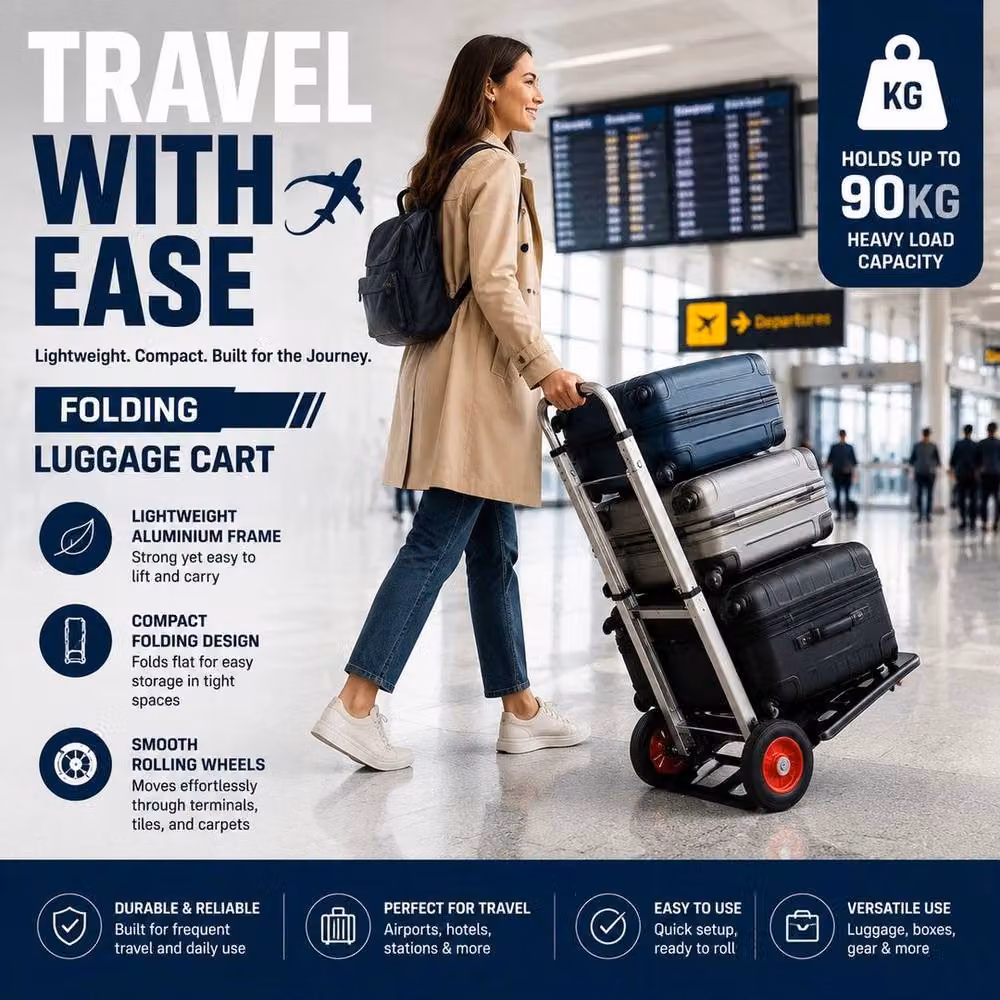 NESTLUNE Lightweight Steel and Aluminium Hand Trolley Sack Truck in Black, W: 52 cm, H: 1000 cm – 2
