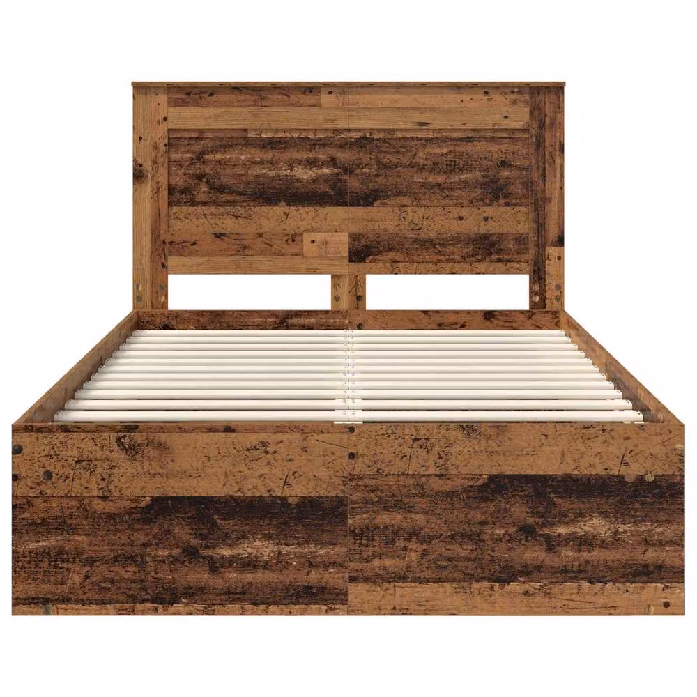 Berkfield Home Modern Bed Frame with Headboard in Brown Solid Pine and Engineered Wood, W/D/H: 120 x 200 cm – 4