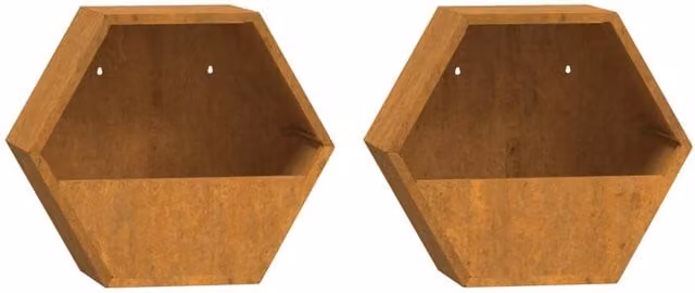 Berkfield Home Rusty Corten Steel Window Box Wall Planters, 2 Pack, Brown, W: 30 cm, D: 10 cm, H: 25 cm – 1