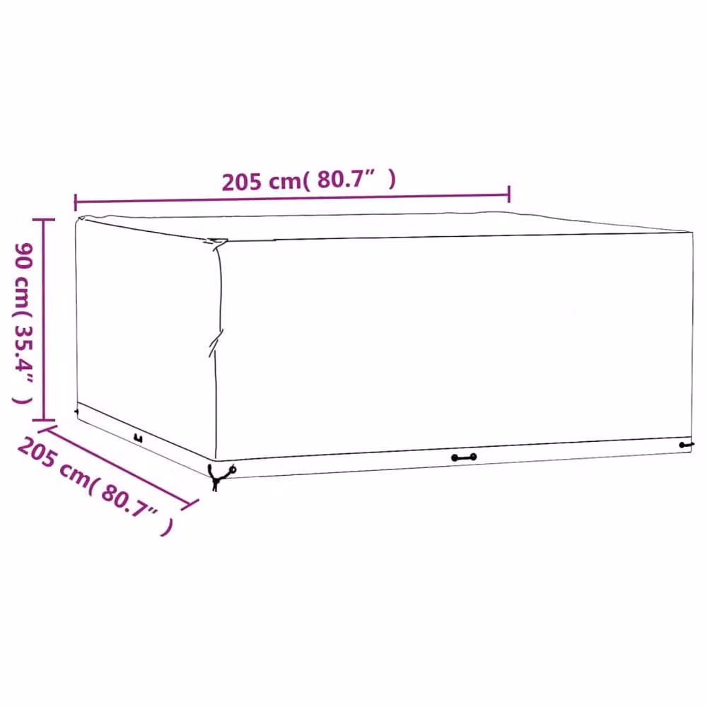 Berkfield Home Durable Water Repellent Square Garden Furniture Cover in Black, W/D/H: 205 x 205 x 90 cm – 4