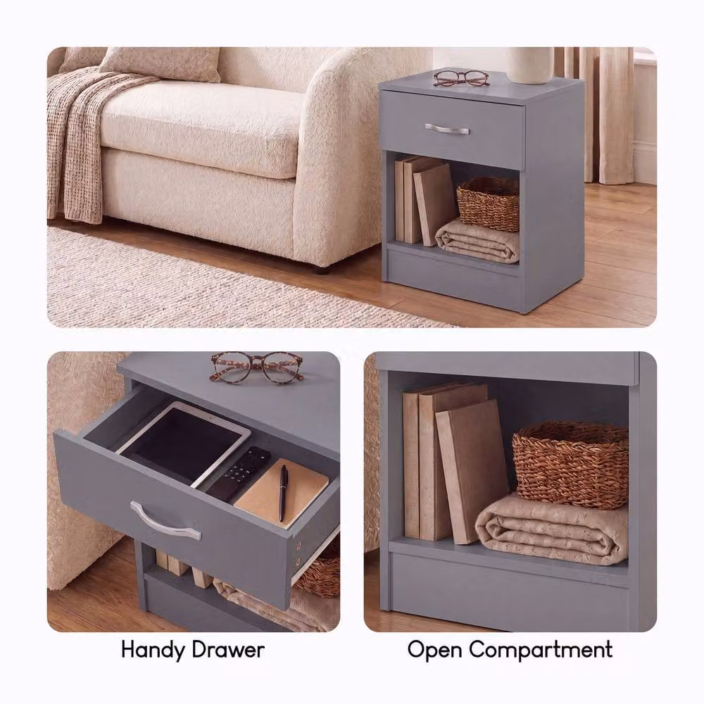 Vida Designs Riano 1 Drawer Bedside Chest Set of 2 in Grey – 4