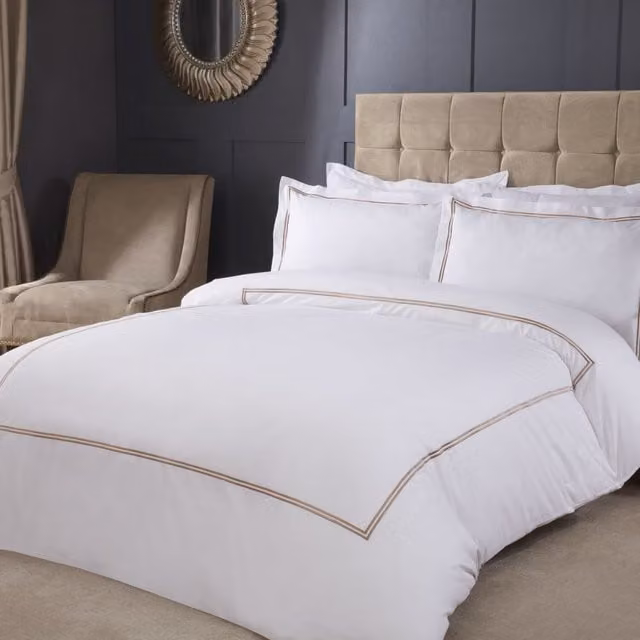 Emma Mayfair Modern Polycotton Duvet Cover and Pillowcase Set, Taupe and Yellow, 200 x 200 cm