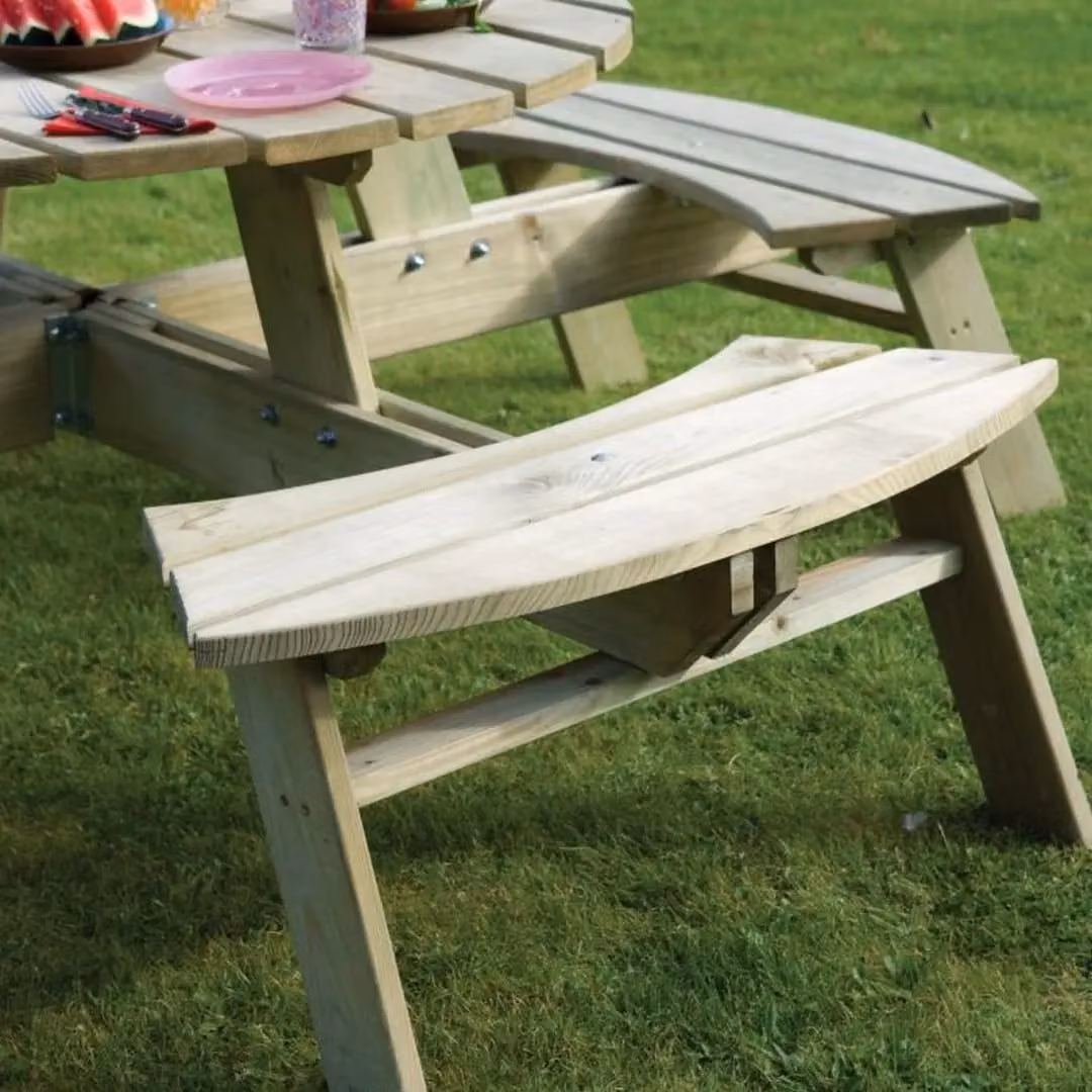 Rowlinsons Round Wood Picnic Table in Brown, W: 200 cm, D: 120 cm, H: 72 cm – 2