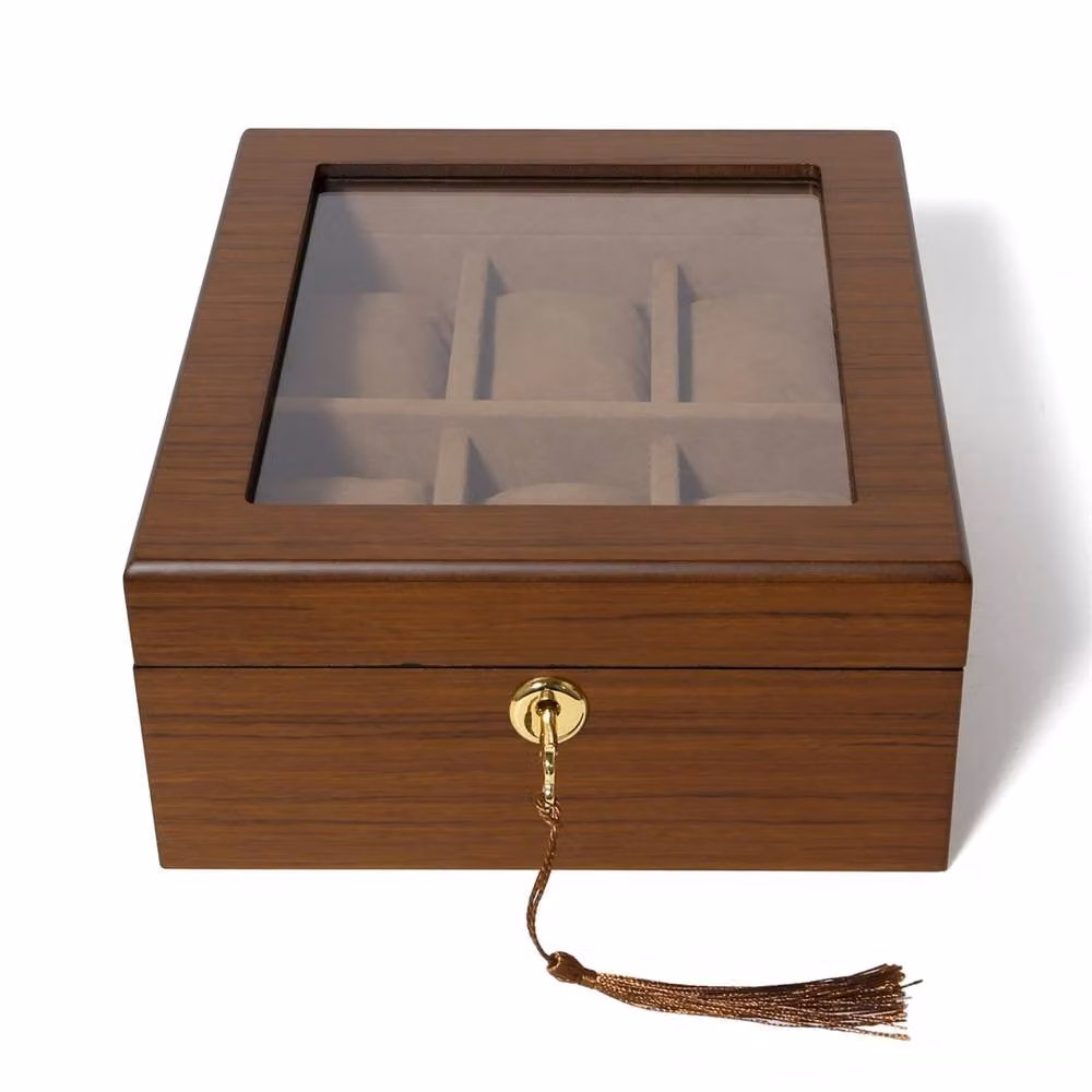 Kelvenix 6 Grid Watch Display and Storage Box in Brown – 4